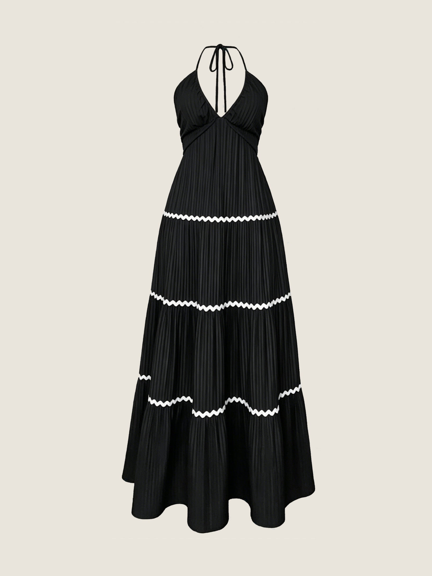 Halter Neck Maxi Dress with Contrast Trim