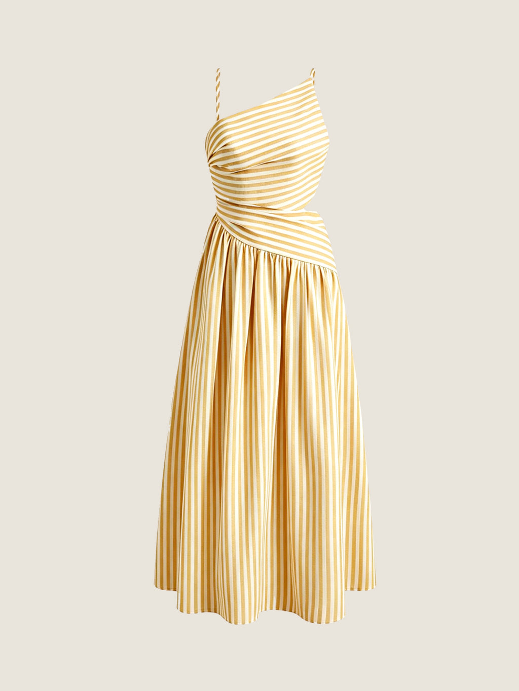 Striped Cut-Out Asymmetric Cami Maxi Dress