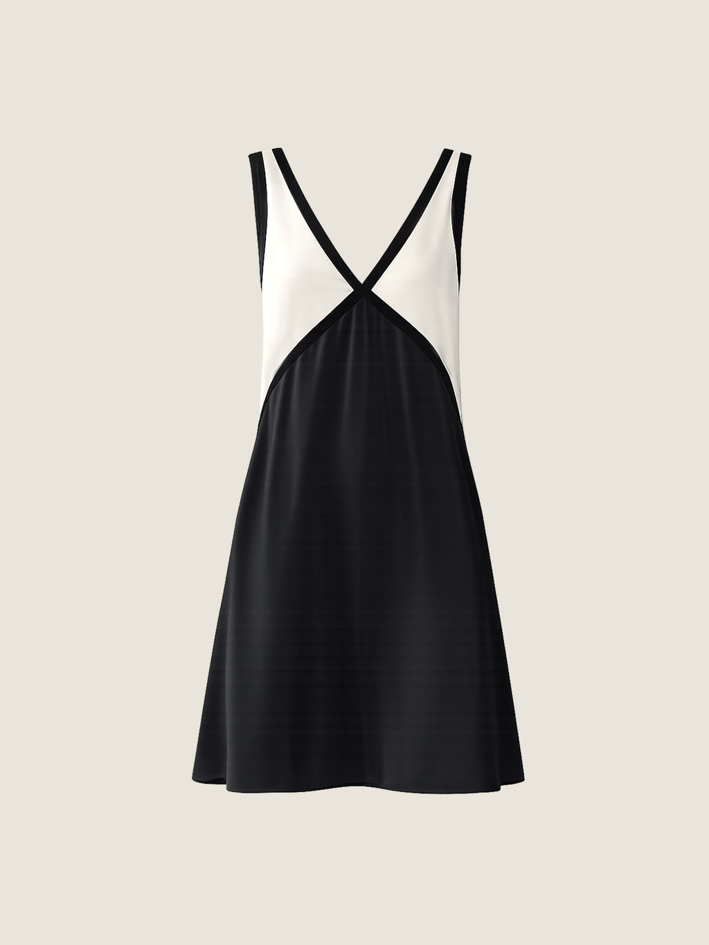 Contrast Trim V-Neck Sleeveless Swing Mini Dress