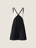 Contrast Trim V-Neck Sleeveless Swing Mini Dress