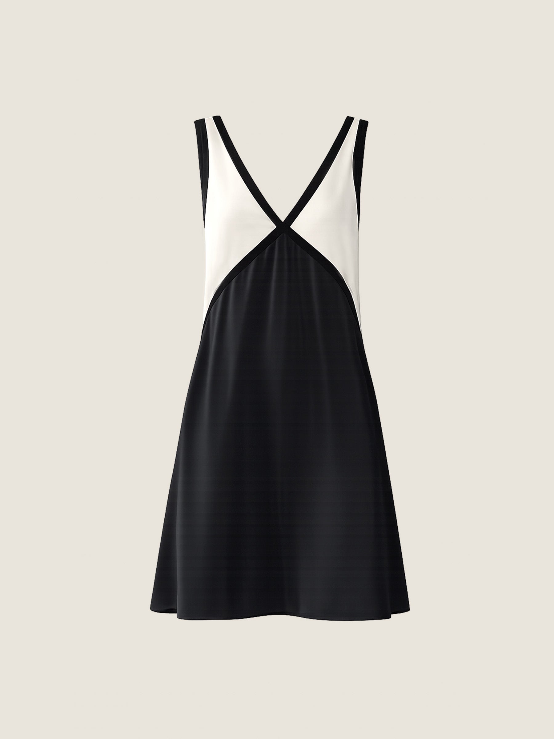 Contrast Trim V-Neck Sleeveless Swing Mini Dress