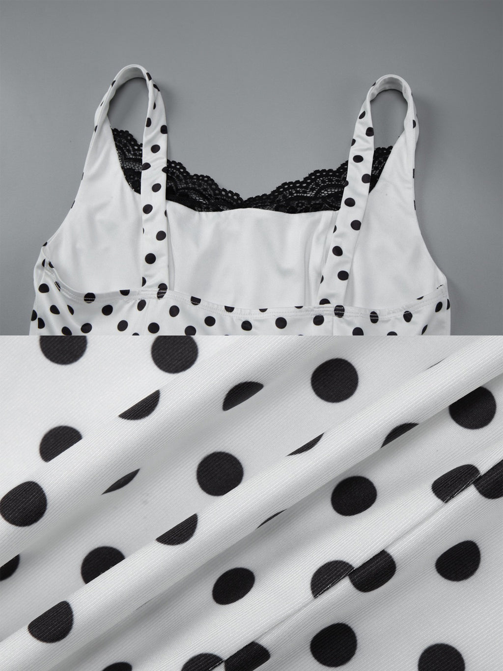 Polka Dot Bodycon Midi Dress with Lace
