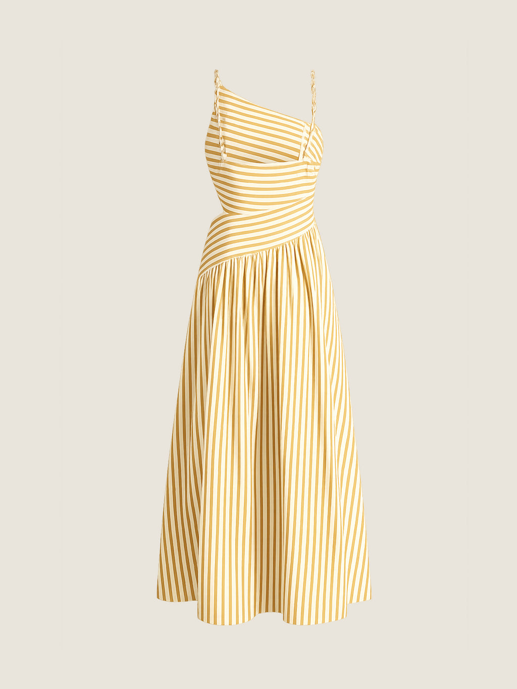 Striped Cut-Out Asymmetric Cami Maxi Dress