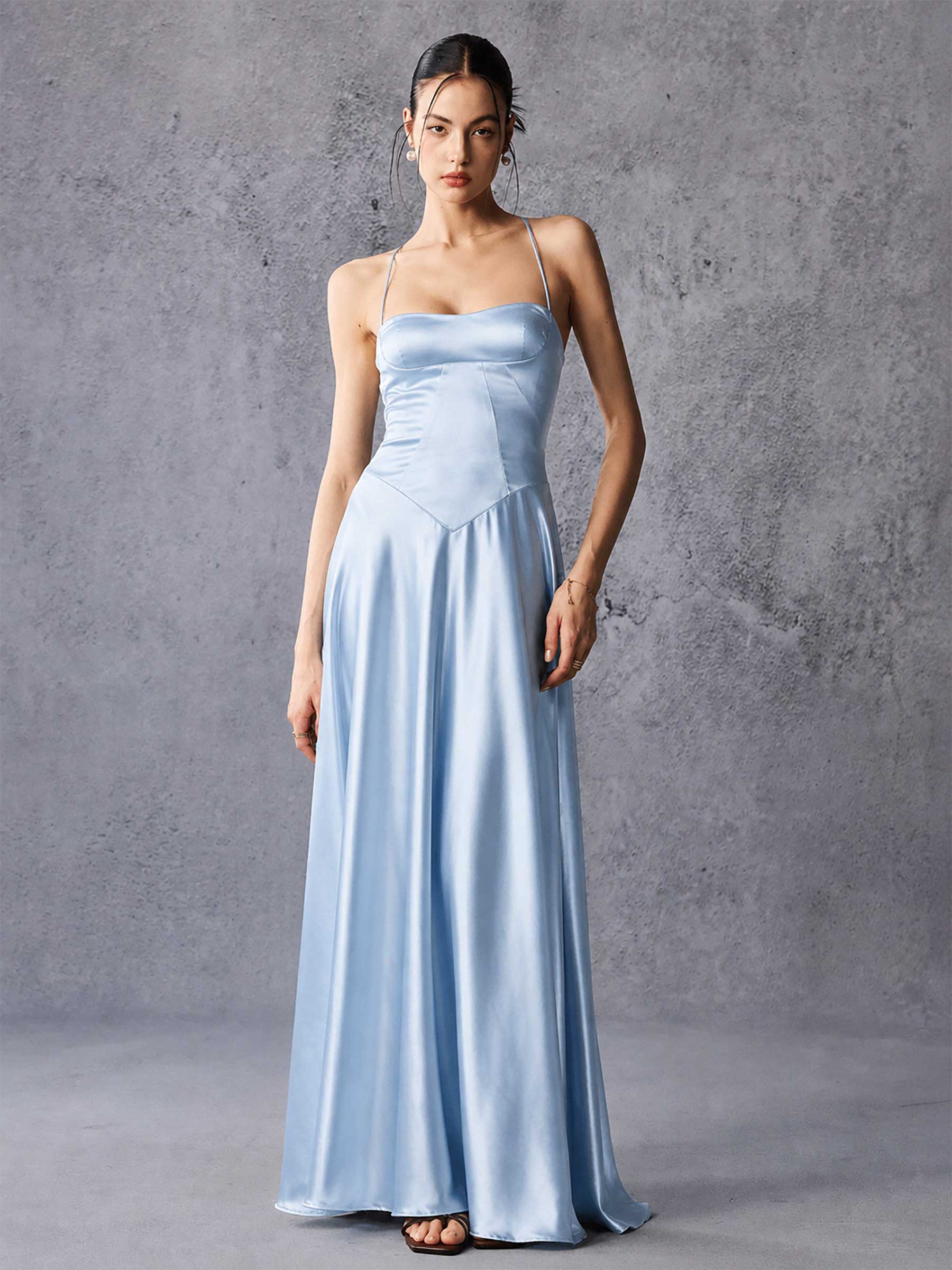 Corset Satin Slip Maxi Dress