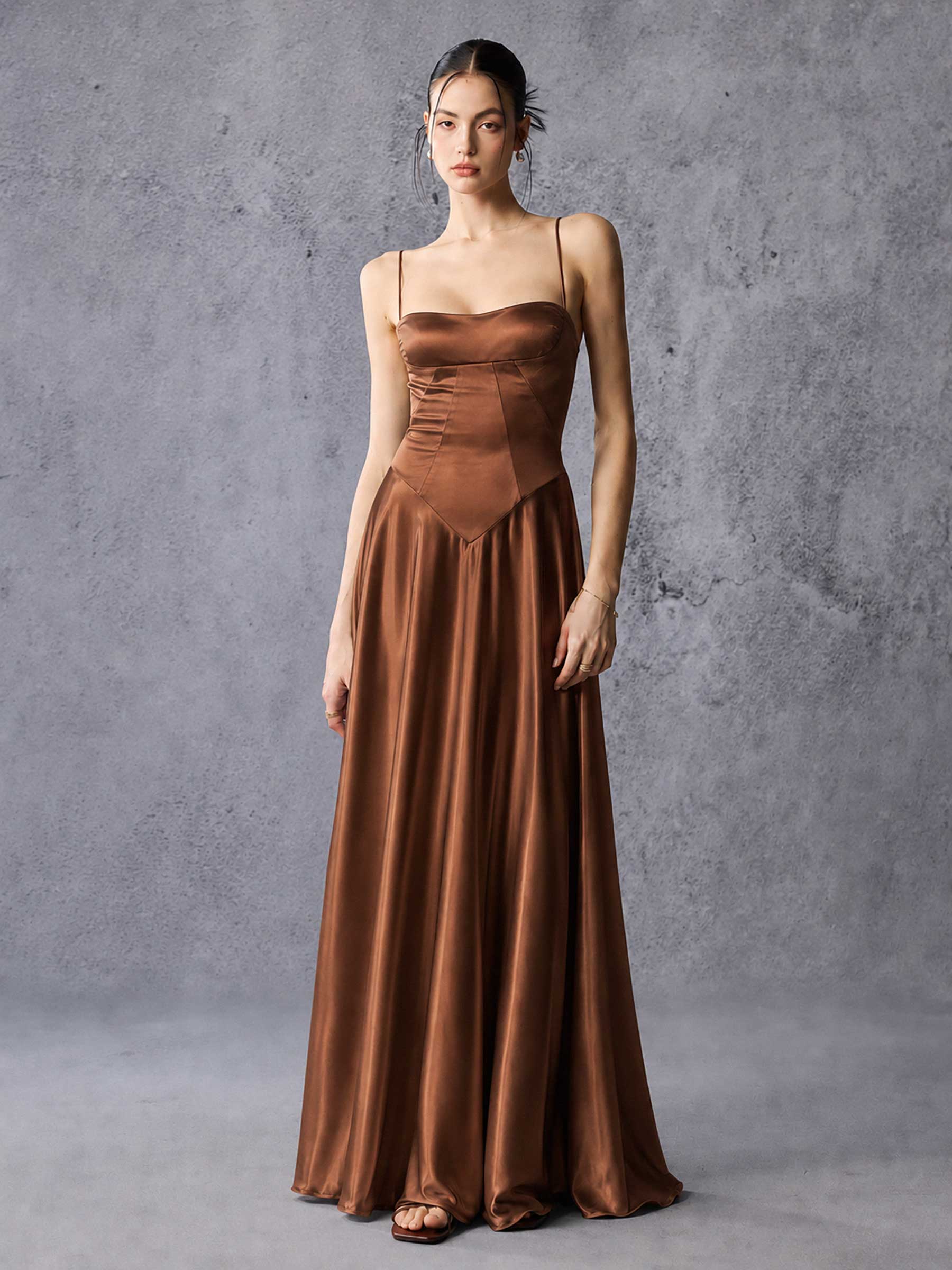 Corset Satin Slip Maxi Dress