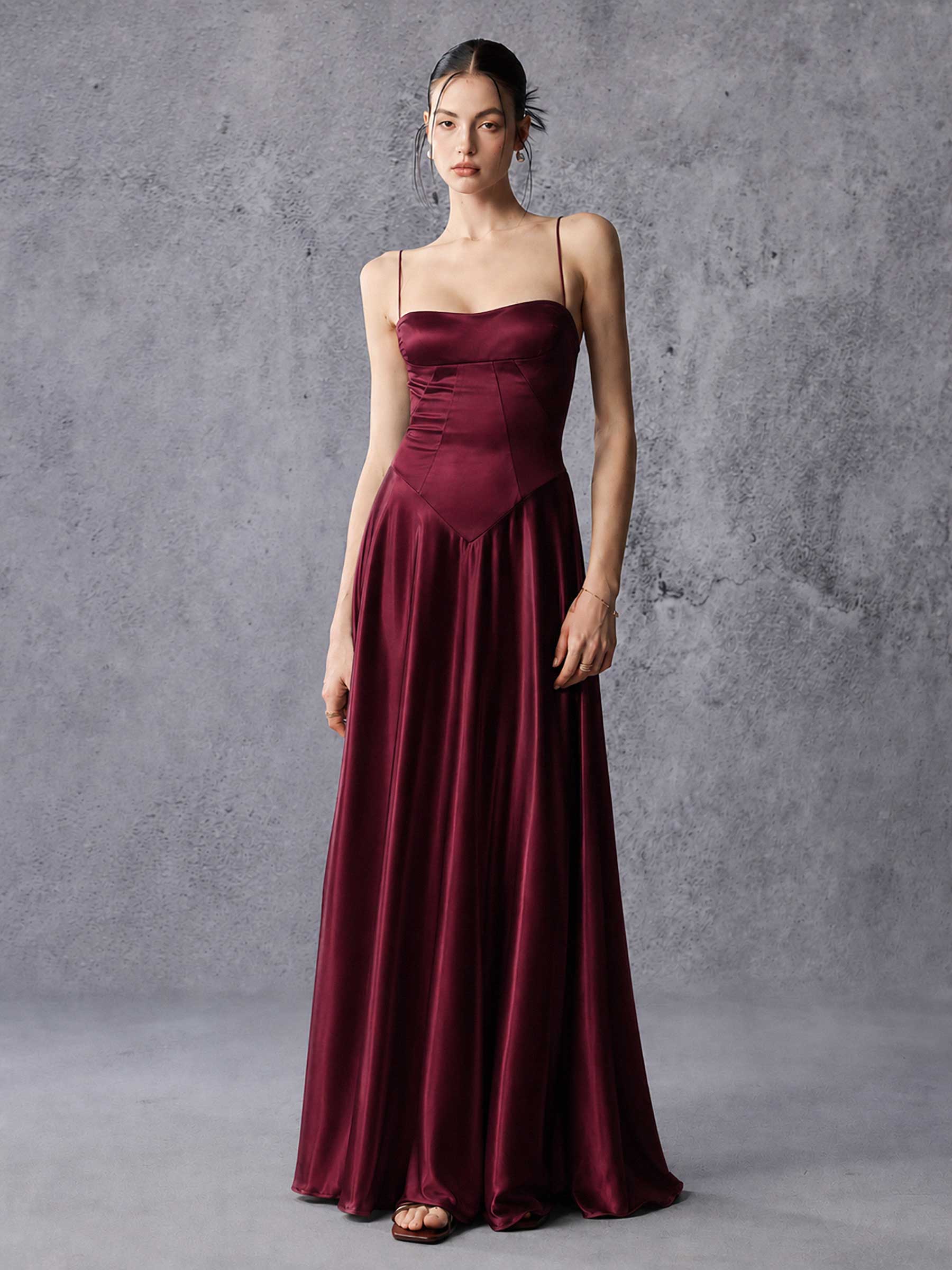 Corset Satin Slip Maxi Dress
