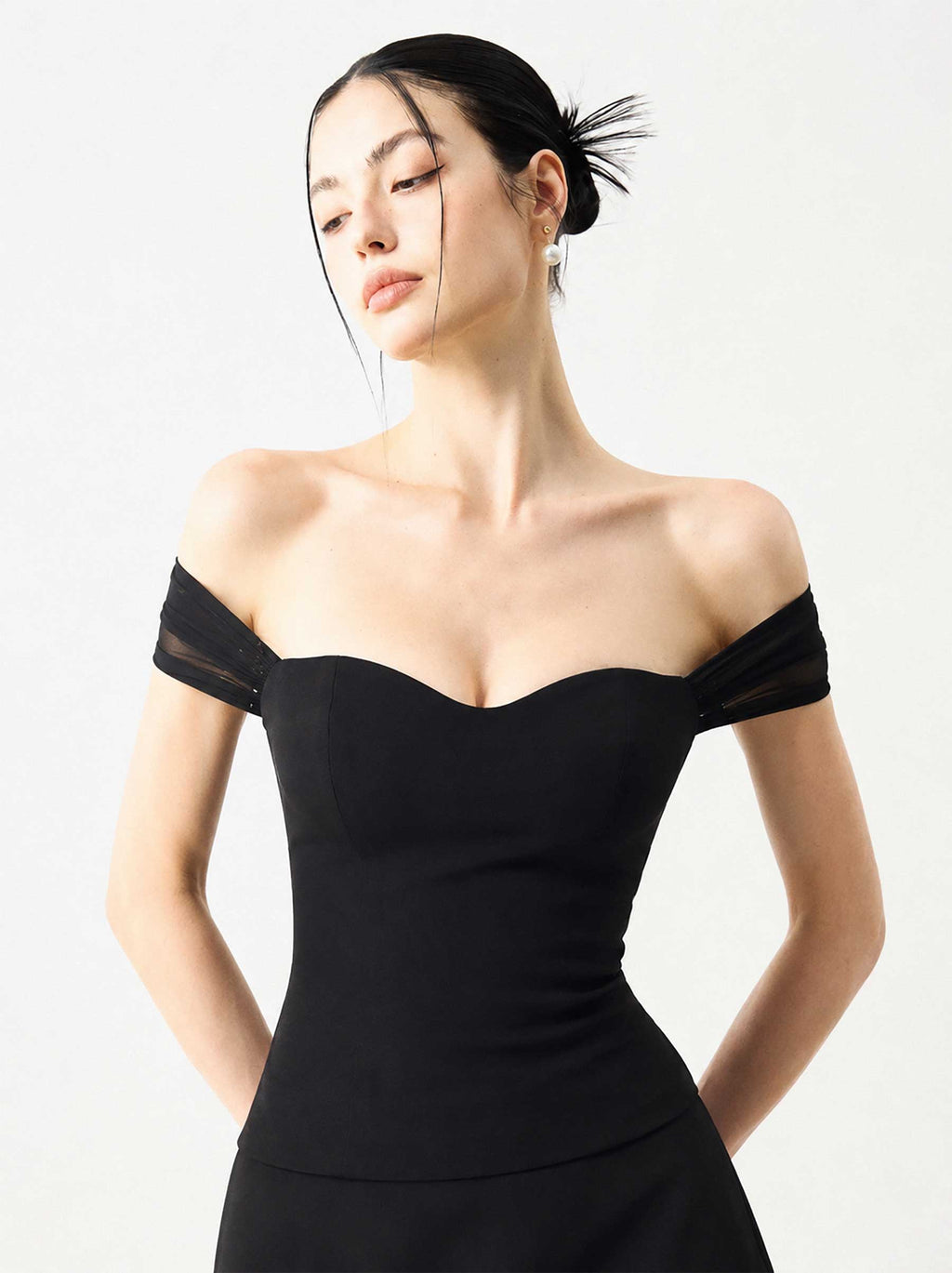 Two-Way Mesh Sleeve Corset Mini Dress