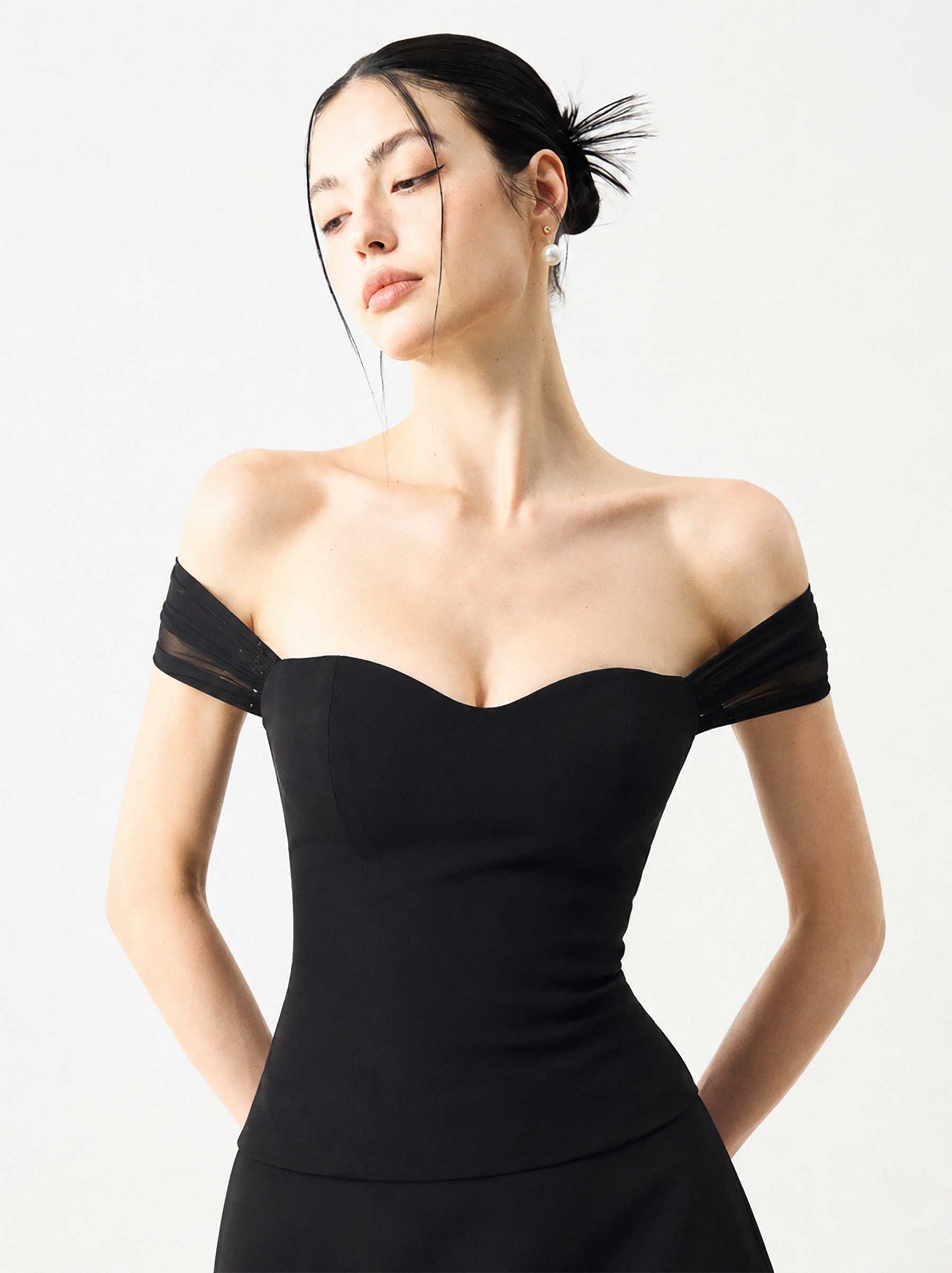 Two-Way Mesh Sleeve Corset Mini Dress