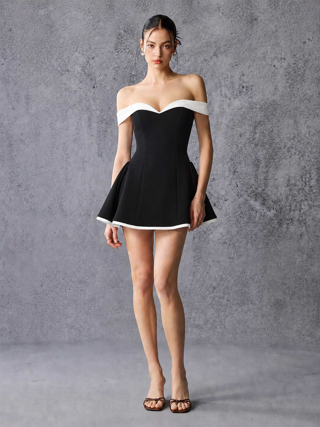 Sweetheart Off Shoulder Corset Skater Mini Dress