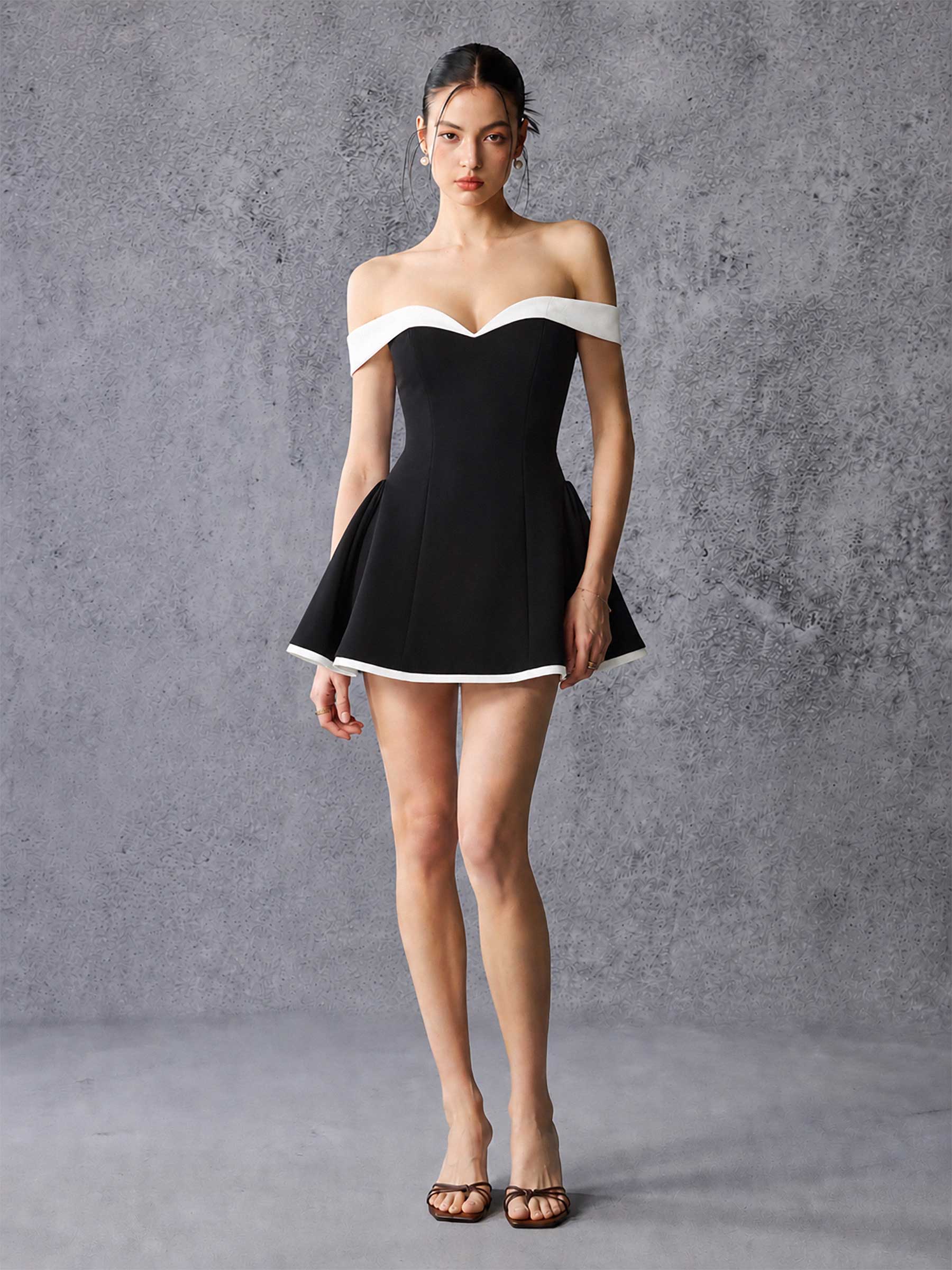 Sweetheart Off Shoulder Corset Skater Mini Dress