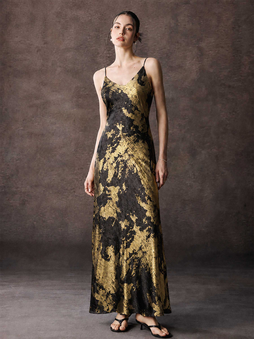 Satin Slip Maxi Dress With Spaghetti Strap