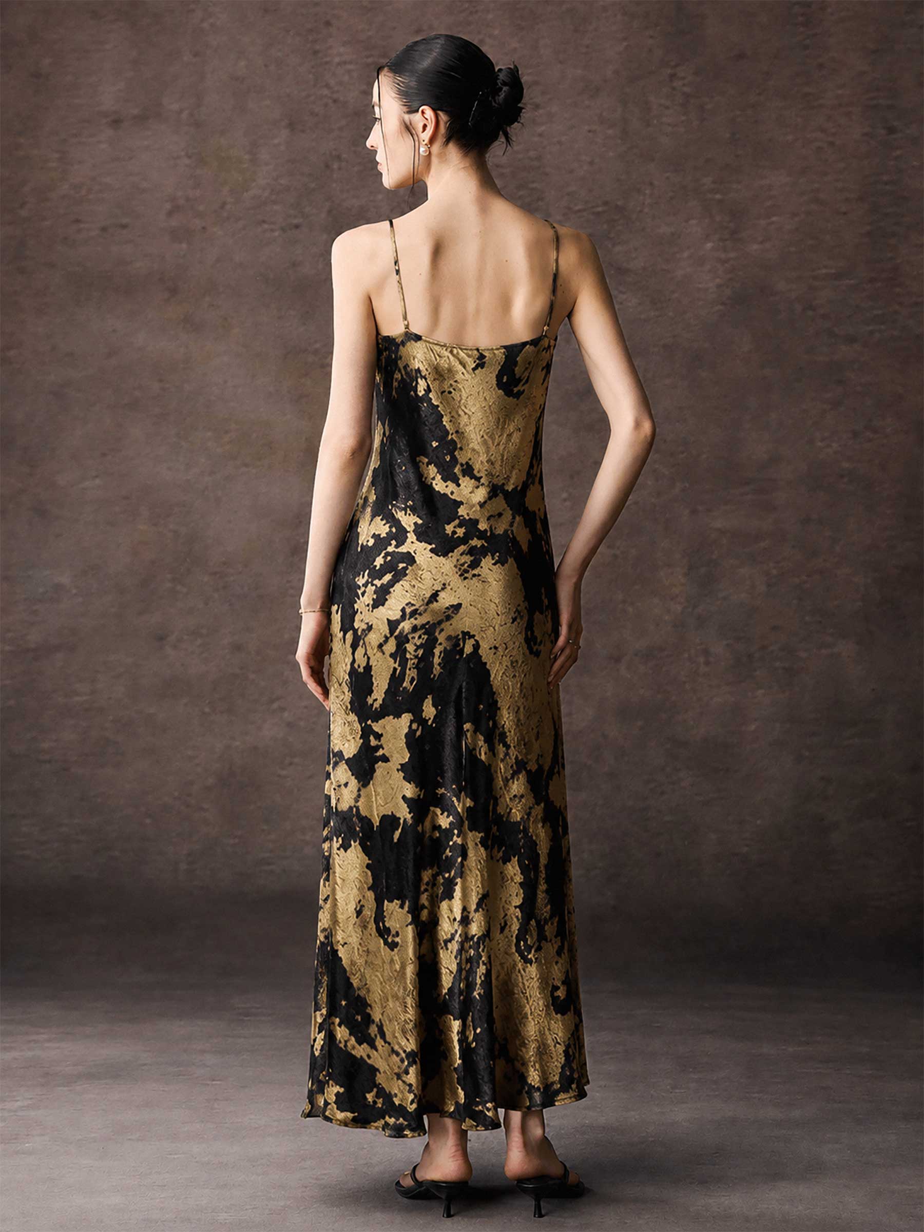 Satin Slip Maxi Dress With Spaghetti Strap