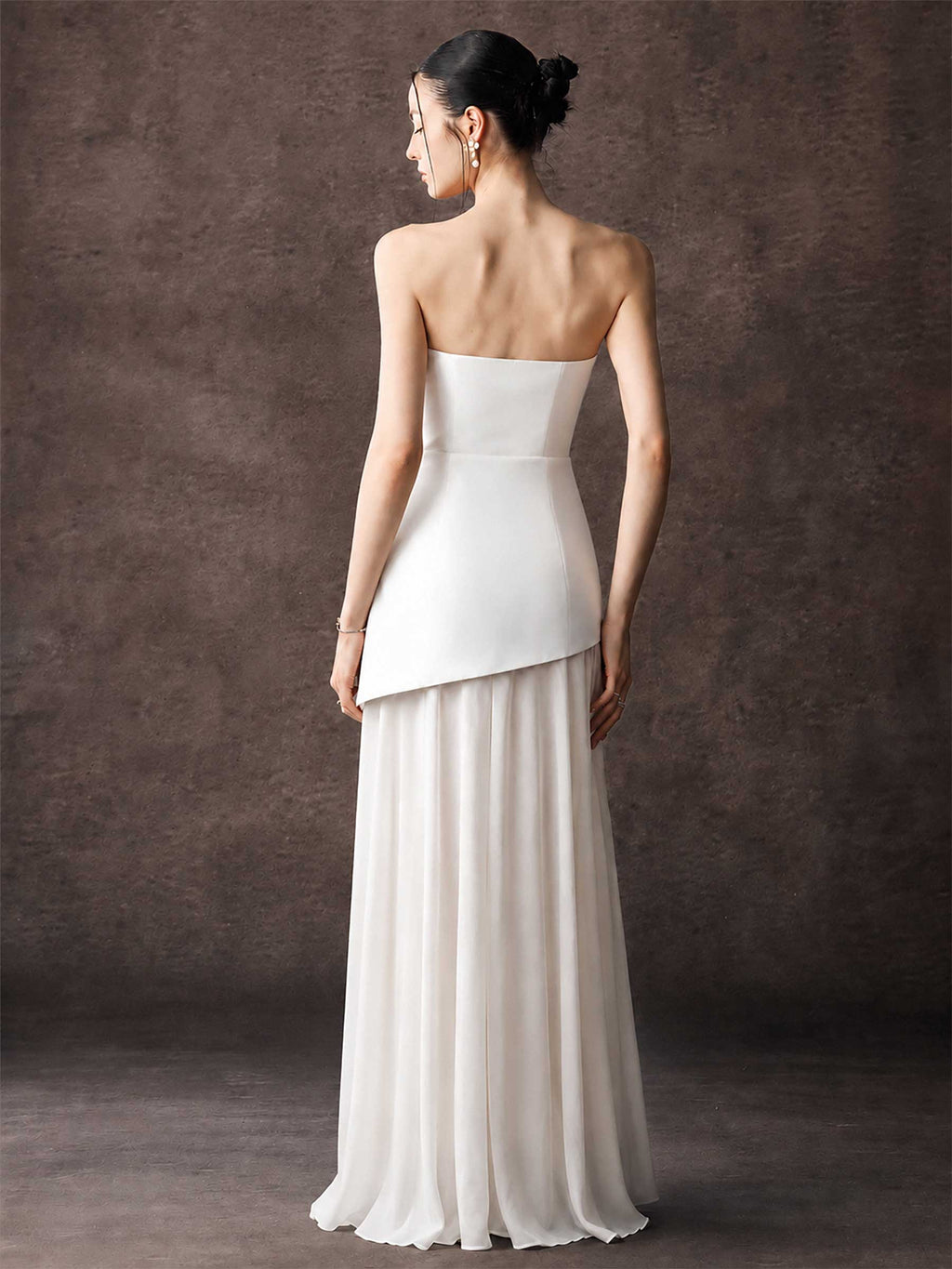 Strapless Satin Maxi Dress With Belted