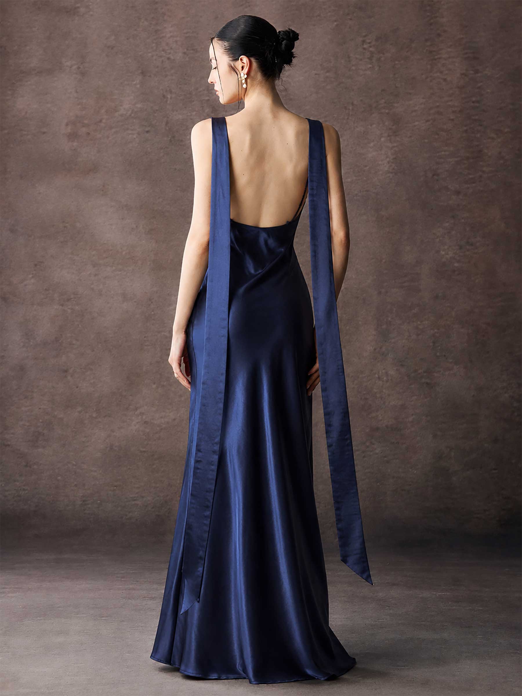 Twist Halter Satin Mermaid Maxi Dress