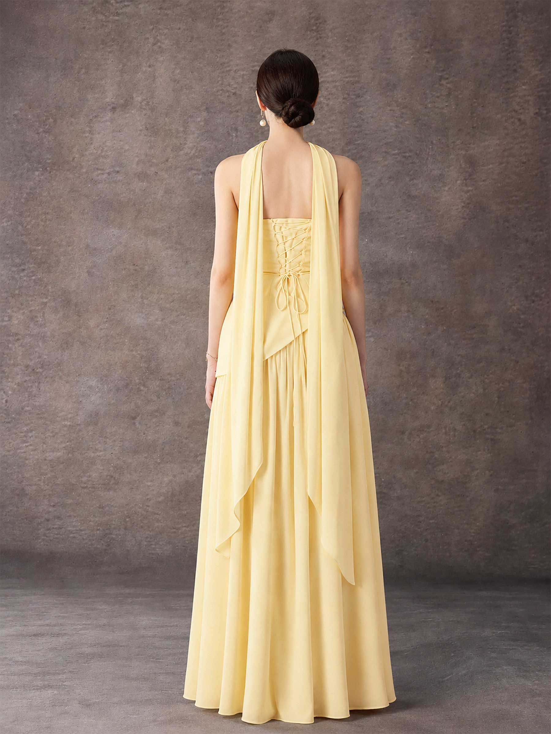 Strapless Asymmetrical Pleated Maxi Dress