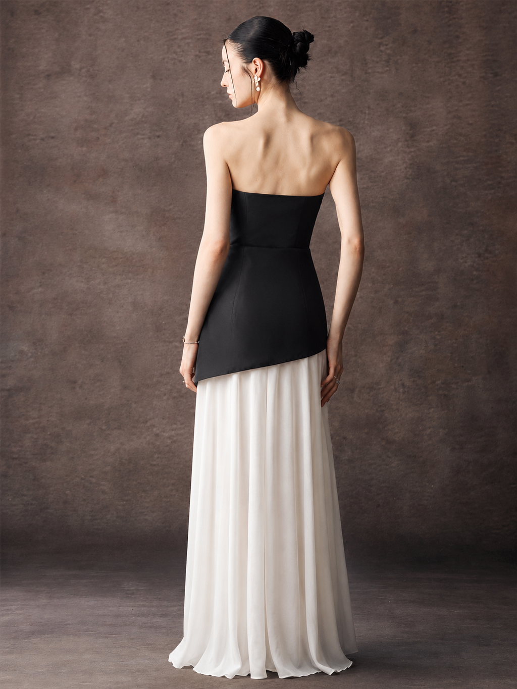 Strapless Satin Maxi Dress With Belted
