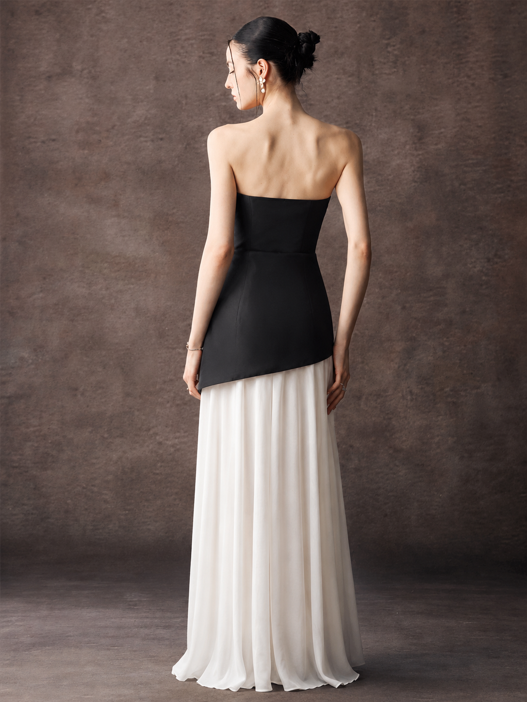 Strapless Satin Maxi Dress With Belted