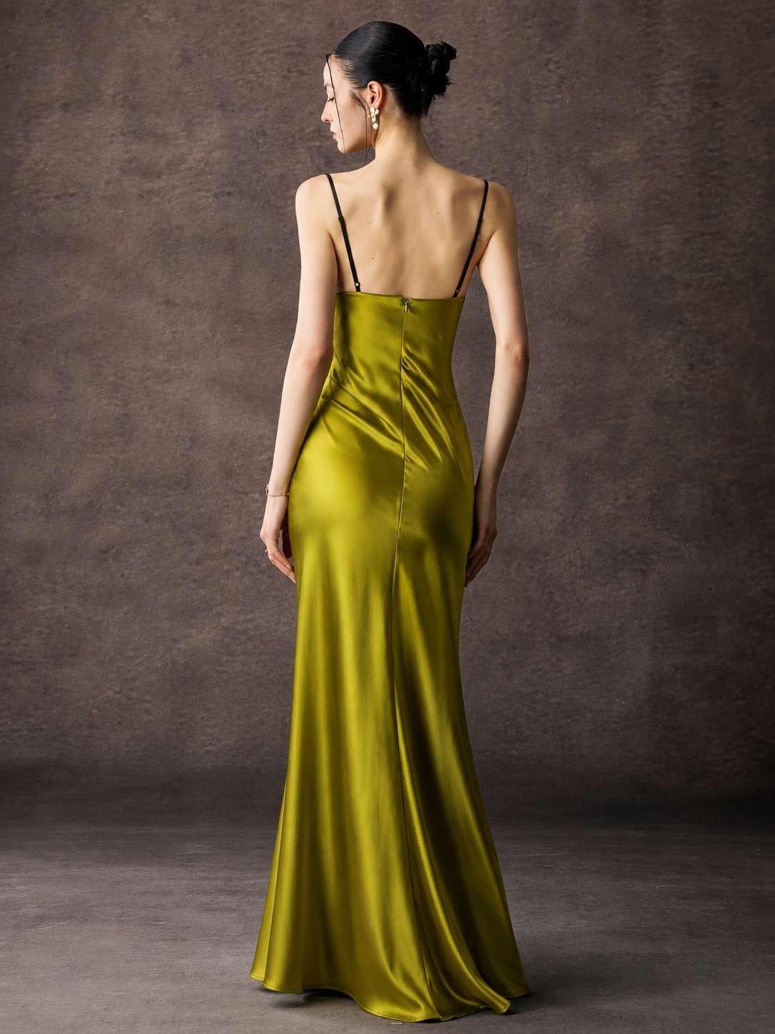 Satin Slip Maxi Dress With Black Inner Bust