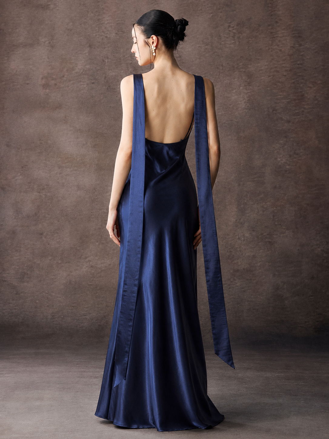 Twist Halter Satin Mermaid Maxi Dress