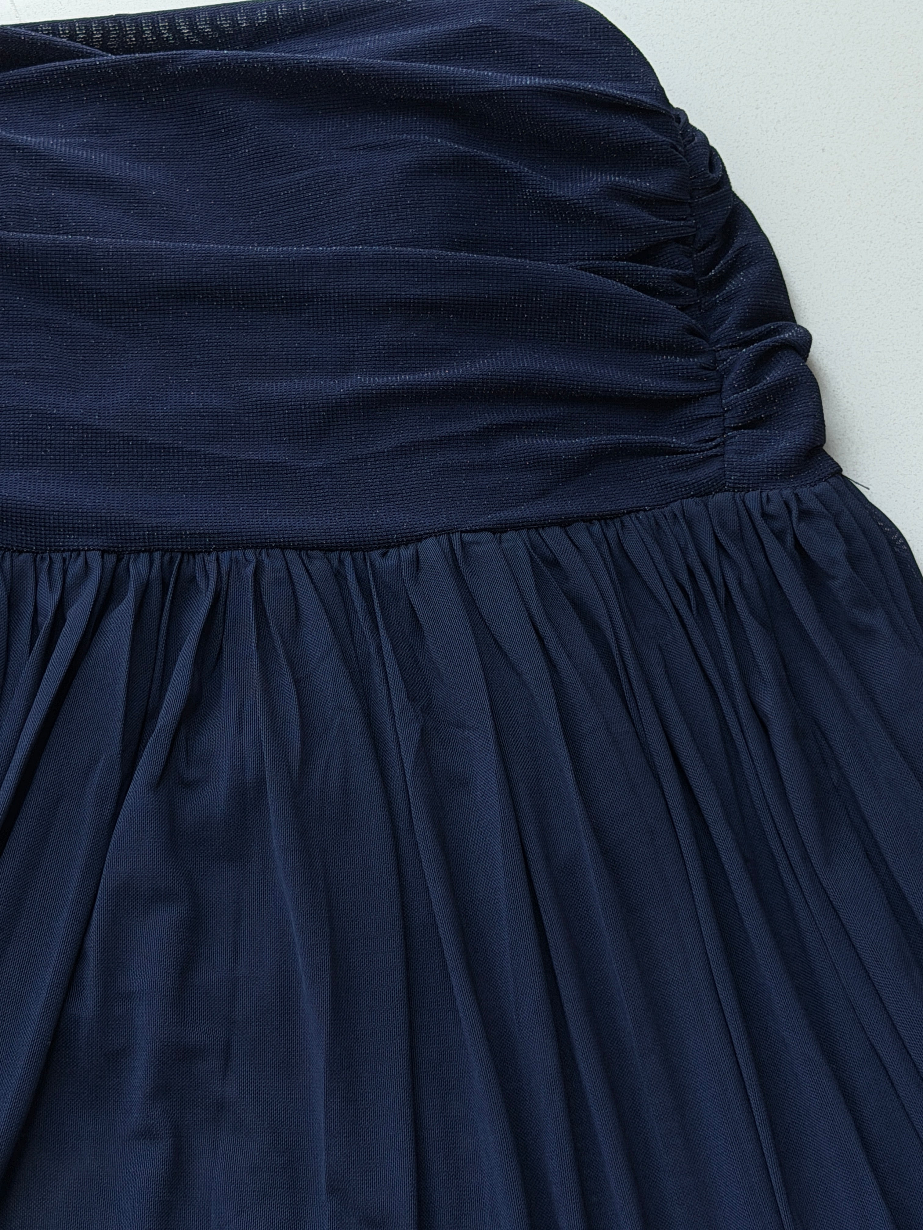 Off‑The‑Shoulder Maxi Dress｜Navy Glitter