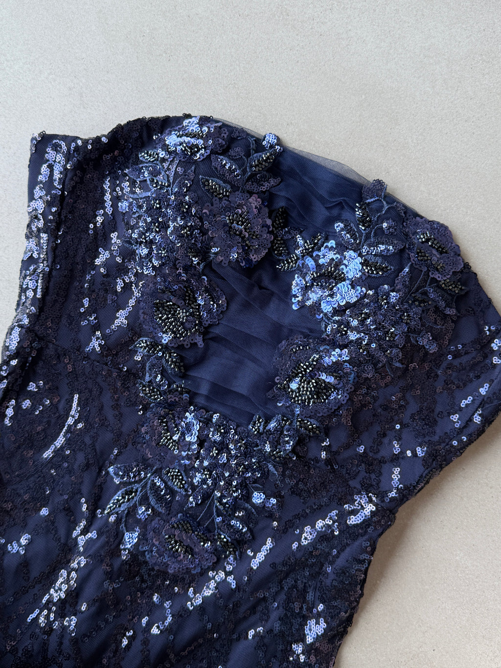 Sequin Lace Mermaid Maxi Dress｜Midnight Navy