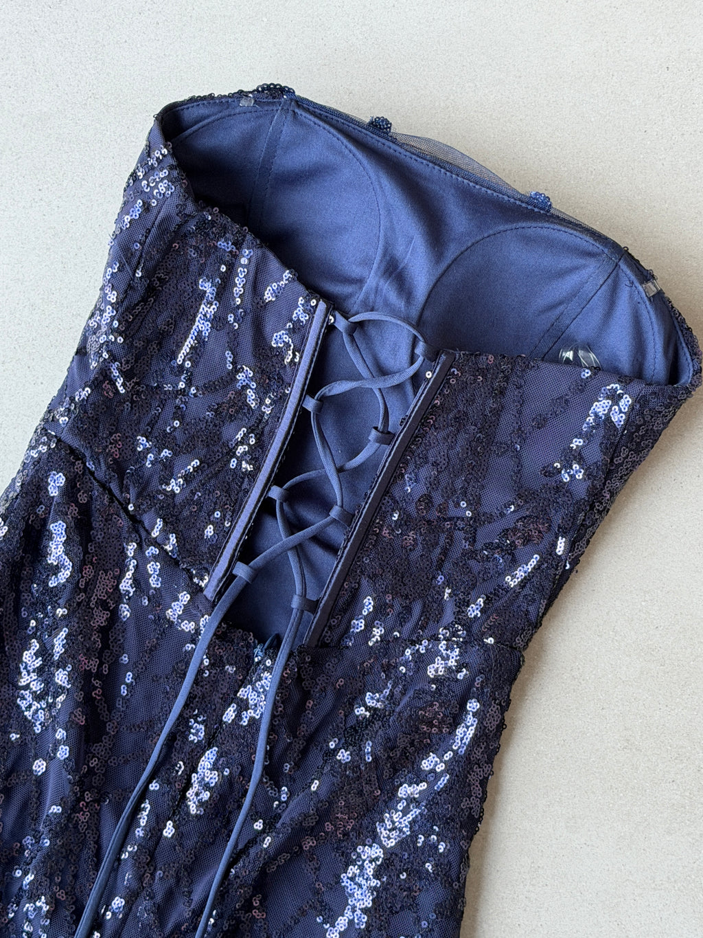 Sequin Lace Mermaid Maxi Dress｜Midnight Navy