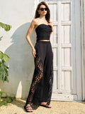 Lace Corset Top & Wide Leg Pants Set