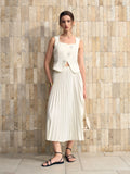 Asymmetrical Vest & Pleated Midi Skirt Set