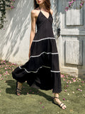 Halter Neck Maxi Dress with Contrast Trim